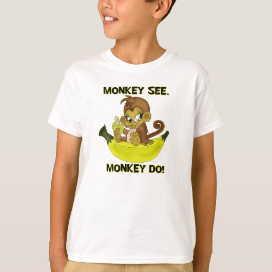 「サル見てサルの真似」シャツ Tシャツ (正面)