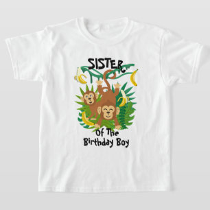 サル誕生日シャツシスターモンキー誕生日 Tシャツ