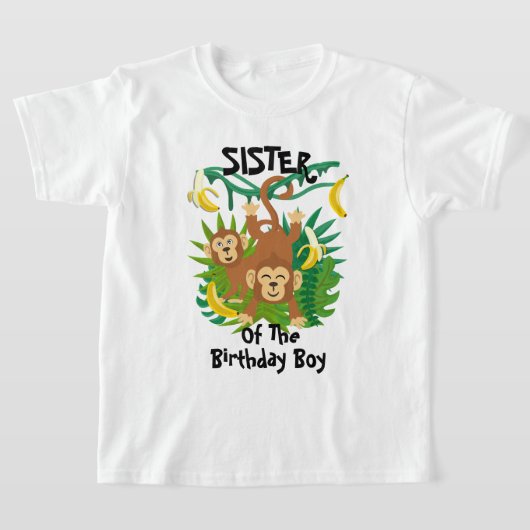 サル誕生日シャツシスターモンキー誕生日 Tシャツ (レイダウン)
