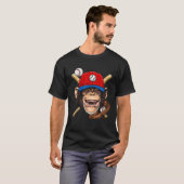 サル野球モンキー愛好家の野球選手 Tシャツ (正面フル)