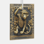 サル金ゴールドと黒い装飾枠 ガラスオーナメント (正面右)