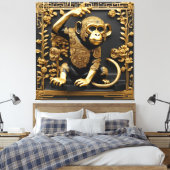 サル金ゴールドと黒い装飾枠 キャンバスプリント (インサイチュ (寝室))