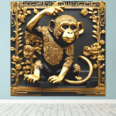 サル金ゴールドと黒い装飾枠 キャンバスプリント (インサイチュ (ウッドフロア))