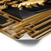 サル金ゴールドと黒い装飾枠 ポスター (コーナー)