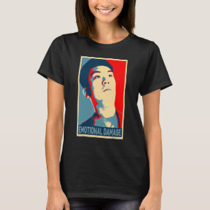 サル顔の男性のイラストを使った皮肉なユーモアのある"Emotional Damage Meme" Q Tシャツ