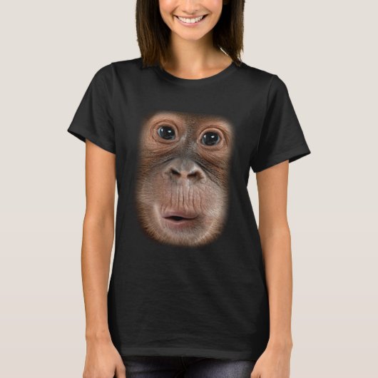 サル顔チンパンジー猿動物 Tシャツ (正面)