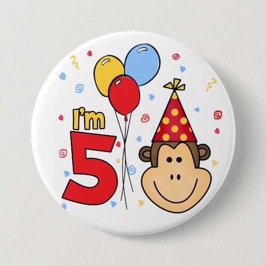 サル顔5th誕生日 缶バッジ (正面)