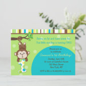 サル1歳の誕生日招待状 招待状 (スタンド正面)