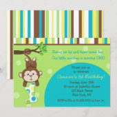 サル1歳の誕生日招待状 招待状 (正面/裏面)