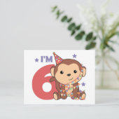 サル6番目の誕生日キッズ6歳はがき ポストカード (スタンド正面)