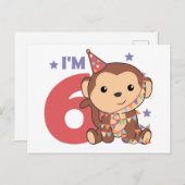 サル6番目の誕生日キッズ6歳はがき ポストカード (正面/裏面)