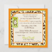 サル&おしゃぶりサファリアニマルプリントベビーシャワー 招待状 (裏面)