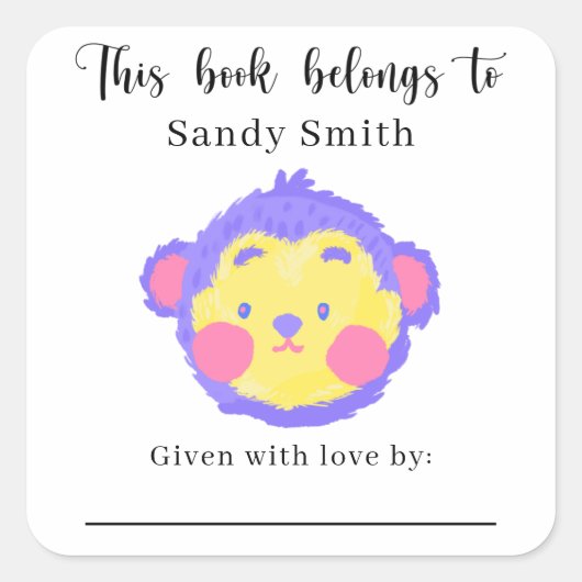 サル - この本はメッセージとともに属します スクエアシール (正面)