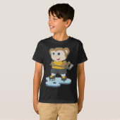 サル アイスホッケー アイスホッケーのスティック Tシャツ (正面フル)