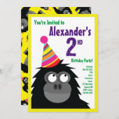 サル アニマル キッズの誕生日パーティー招待状 招待状 (正面/裏面)