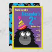 サル・アニマル・キッドバースデーパーティ招待状 招待状 (正面/裏面)