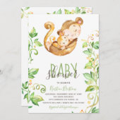サル アニマル ジャングル ベイビー シャワー 招待状 (正面/裏面)
