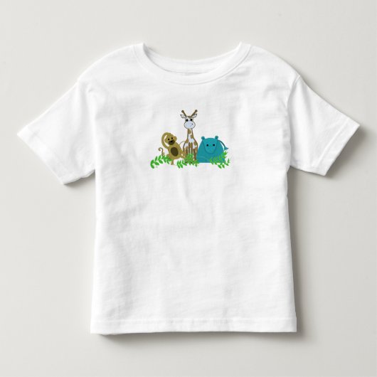サル、キリン、カバ トドラーTシャツ (正面)