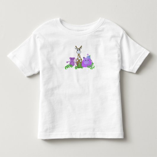 サル、キリン、カバ トドラーTシャツ (正面)