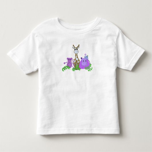 サル、キリン、ヒッポ トドラーTシャツ (正面)