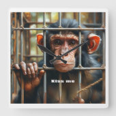 サル スクエア壁時計 (正面)