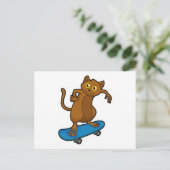 サル(ターシア)としてスケーターとスケートボード ポストカード (スタンド正面)