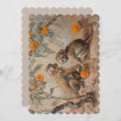 サル – フラット招待状サイズ： 12.7 cm x 17.8 cm 招待状 (正面/裏面)