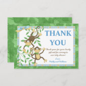 サル ベイビーシャワーの感謝カード サンキューカード (正面/裏面)