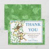 サル ベイビーシャワー 感謝カード (正面/裏面)