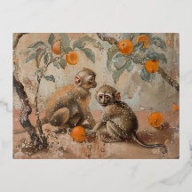 サル – ホイルポストカード