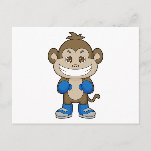 サル ボクシング ボクサー ボクシンググローブ ポストカード (正面)