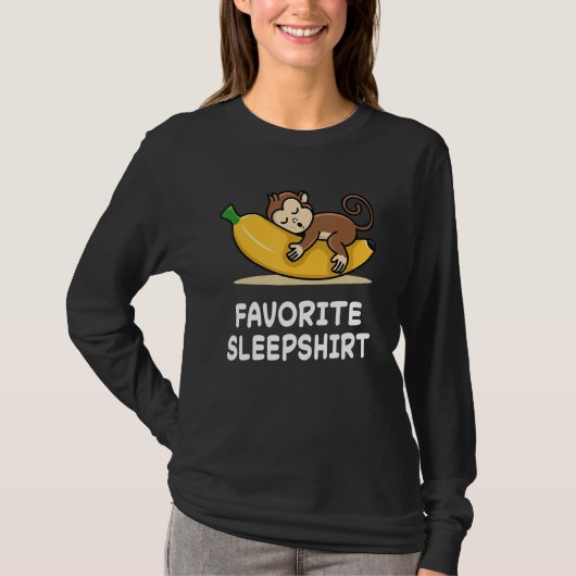 サル モンキー お昼寝 眠る 睡眠 パジャマ 部屋着 ナイトウェア N Tシャツ (正面)