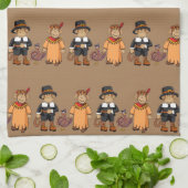 サル/巡礼者/インディアン/七面鳥キッチンタオル キッチンタオル (折り畳み)