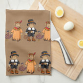 サル/巡礼者/インディアン/七面鳥キッチンタオル キッチンタオル (四つ折り)