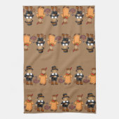 サル/巡礼者/インディアン/七面鳥キッチンタオル キッチンタオル (縦)
