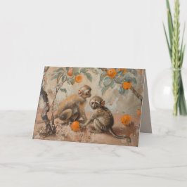 サル - 折りたたみ式グリーティングカード カード