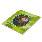 サル;明るい緑の迷彩柄、迷彩画 タイル (側面)