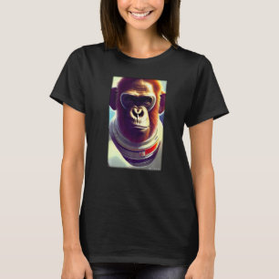 サル 猿 動物 宇宙飛行士 宇宙 空間 銀河 Tシャツ