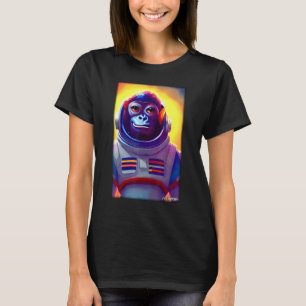 サル 猿 動物 宇宙飛行士 宇宙 銀河 Tシャツ