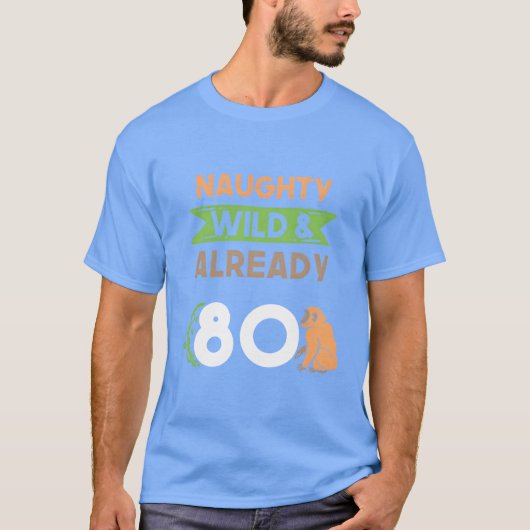 サル 猿 女性 80歳 誕生日プレゼント 面白い ギフト Tシャツ (正面)