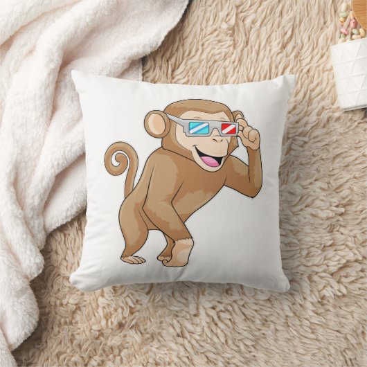 サル（眼鏡） クッション (ブランケット)