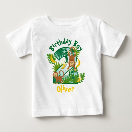 サル 誕生日 シャツ セカンド サル 誕生日 男の子 (正面)