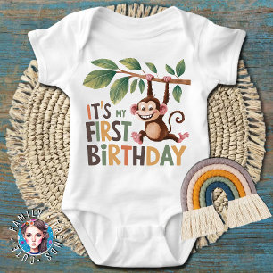 サル 1歳の誕生日 ベビーボディスーツ