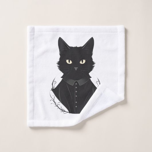 サレムが魅了した黒猫 バスタオルセット (ウォッシュタオル)