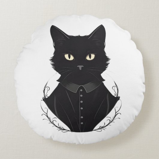 サレムが魅了した黒猫 ラウンドクッション (正面)
