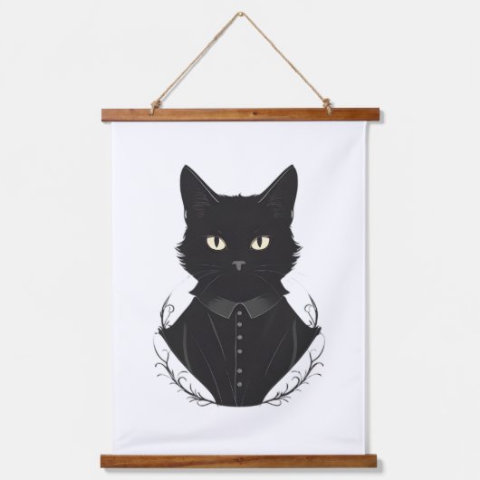 サレムが魅了した黒猫 吊り下げ型タペストリー (正面)