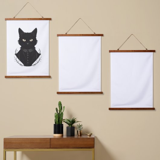 サレムが魅了した黒猫 吊り下げ型タペストリー (非対称)