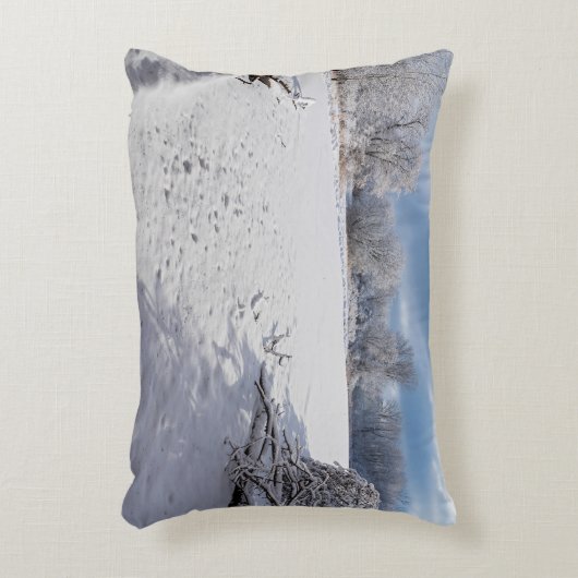 サレムヒルの池と森林に沿った冬の景勝地 アクセントクッション (正面(垂直))