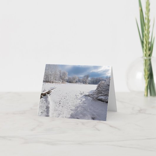 サレムヒルの池と森林に沿った冬の景勝地 サンキューカード (正面)