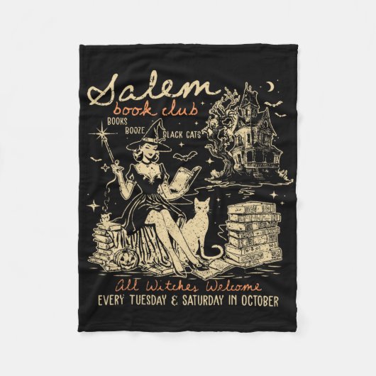 サレムブッククおもしろいシッシュハロウィン不気味レア フリースブランケット (正面)